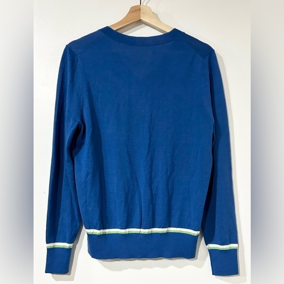 Tory Sport Performance Merino V-Neck Sweater Vintage Style Blue M - Picture 6 of 8